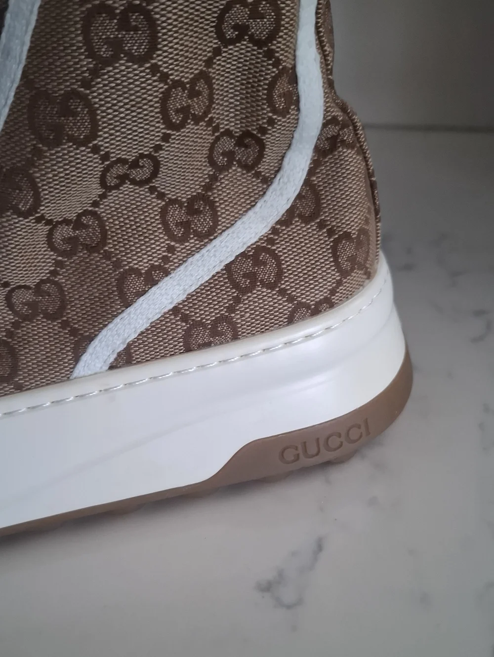 Gucci Tennis 1977 Brown GG Canvas High-Top Sneakers
